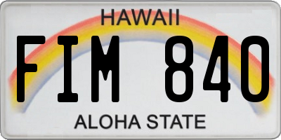 HI license plate FIM840