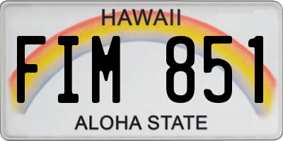 HI license plate FIM851