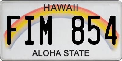 HI license plate FIM854