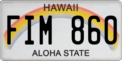 HI license plate FIM860