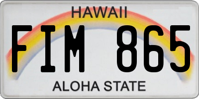 HI license plate FIM865