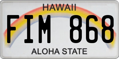 HI license plate FIM868