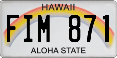 HI license plate FIM871