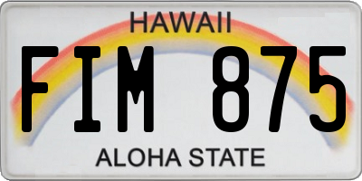 HI license plate FIM875