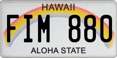 HI license plate FIM880