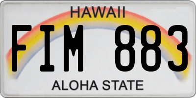 HI license plate FIM883