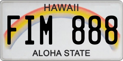HI license plate FIM888
