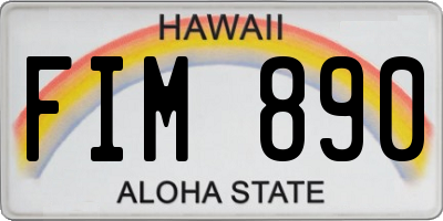 HI license plate FIM890
