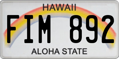 HI license plate FIM892