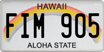 HI license plate FIM905