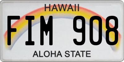HI license plate FIM908