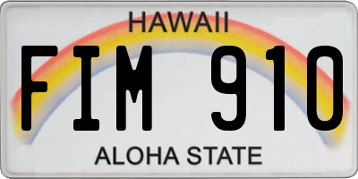 HI license plate FIM910