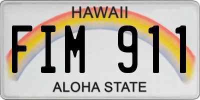 HI license plate FIM911