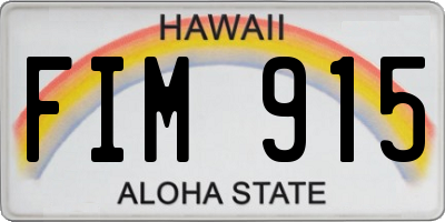 HI license plate FIM915