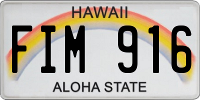 HI license plate FIM916