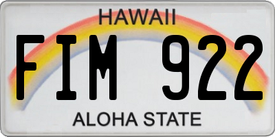 HI license plate FIM922