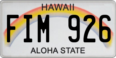 HI license plate FIM926