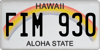 HI license plate FIM930