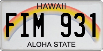HI license plate FIM931