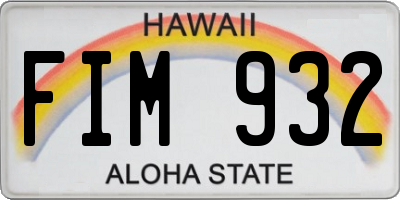 HI license plate FIM932