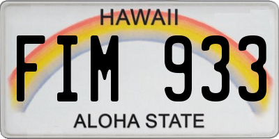 HI license plate FIM933