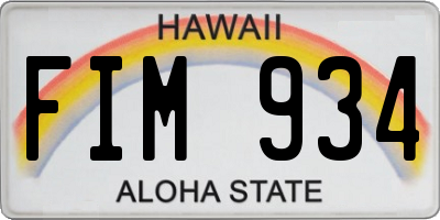 HI license plate FIM934