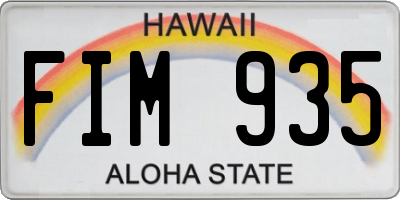 HI license plate FIM935