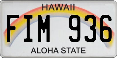 HI license plate FIM936