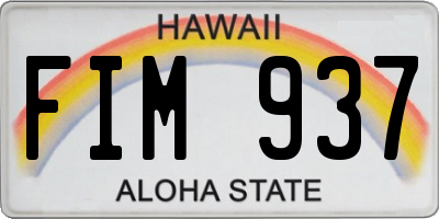 HI license plate FIM937