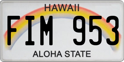 HI license plate FIM953