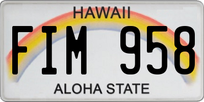 HI license plate FIM958