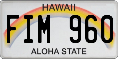 HI license plate FIM960