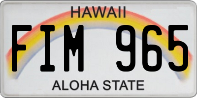 HI license plate FIM965