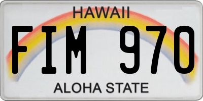 HI license plate FIM970