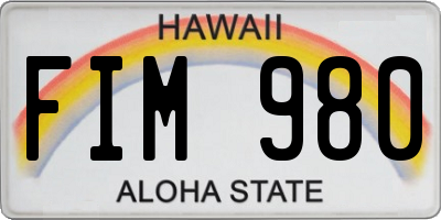 HI license plate FIM980