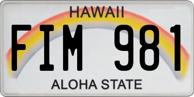 HI license plate FIM981
