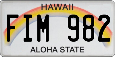HI license plate FIM982