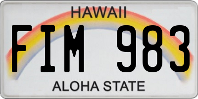 HI license plate FIM983