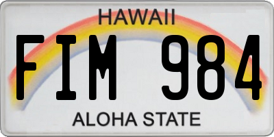 HI license plate FIM984
