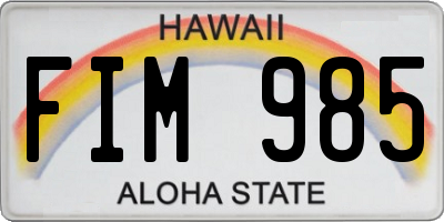 HI license plate FIM985