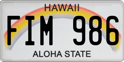 HI license plate FIM986