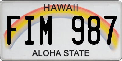 HI license plate FIM987
