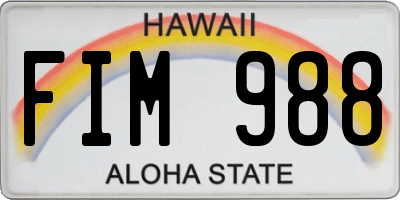 HI license plate FIM988