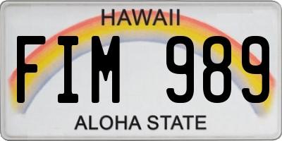 HI license plate FIM989