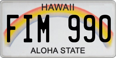 HI license plate FIM990