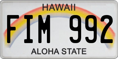 HI license plate FIM992