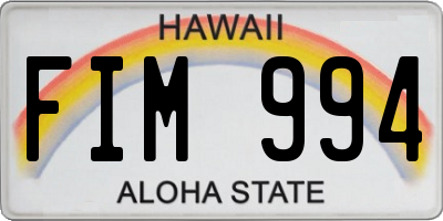 HI license plate FIM994