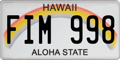 HI license plate FIM998