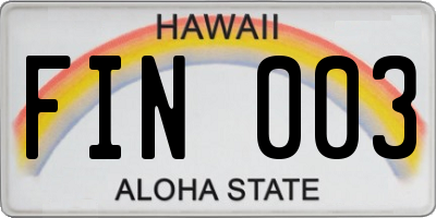 HI license plate FIN003