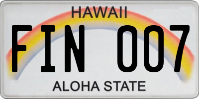 HI license plate FIN007